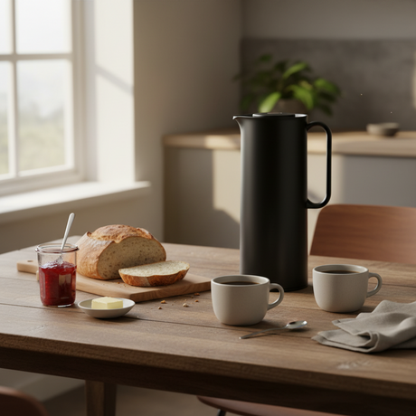termokanne på bord med kaffe til servering