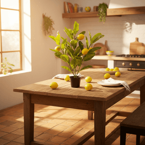 Sitrontre kunstig grønn med sitroner og potte 33 x 25 cm - Lindas Dekor Kunstige planter