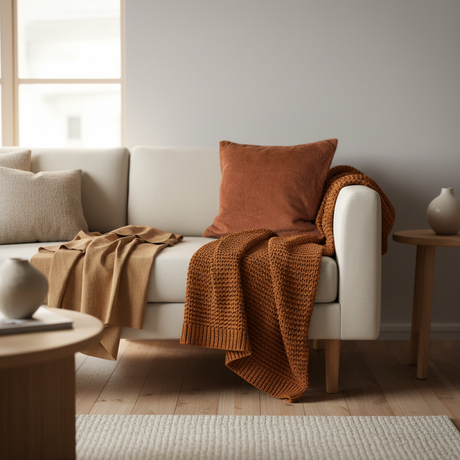 Cognac putetrekk med myk overflate til sofa og lenestol