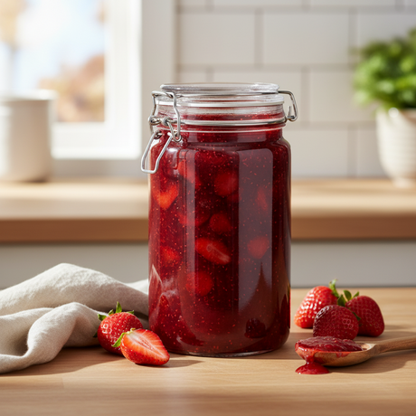 sylteglass 1 liter med patentlokk i klart glass