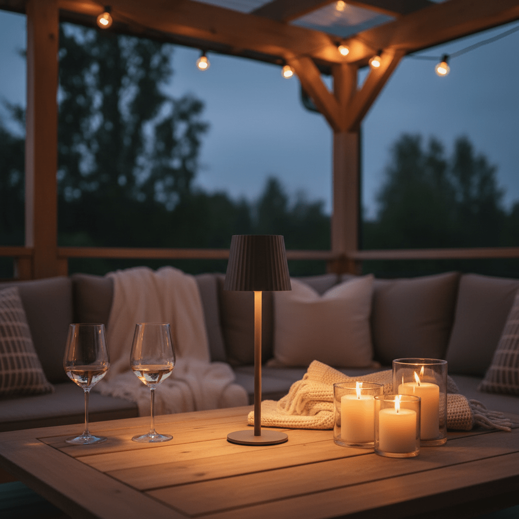 Taupe LED lampe med 24 lys og 3 justerbare lysmoduser