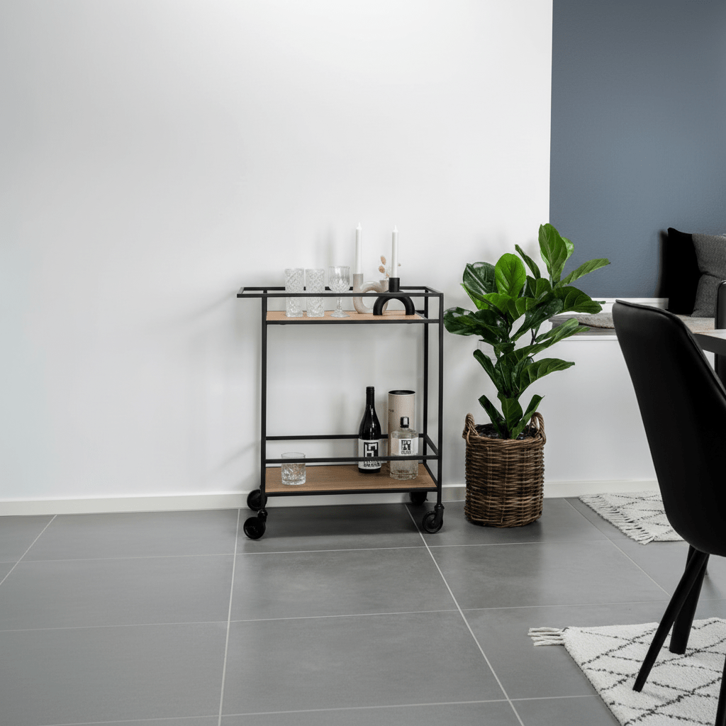 Vita barvogn med 2 hyller sort 68 x 40 x 79 cm - Lindas Dekor