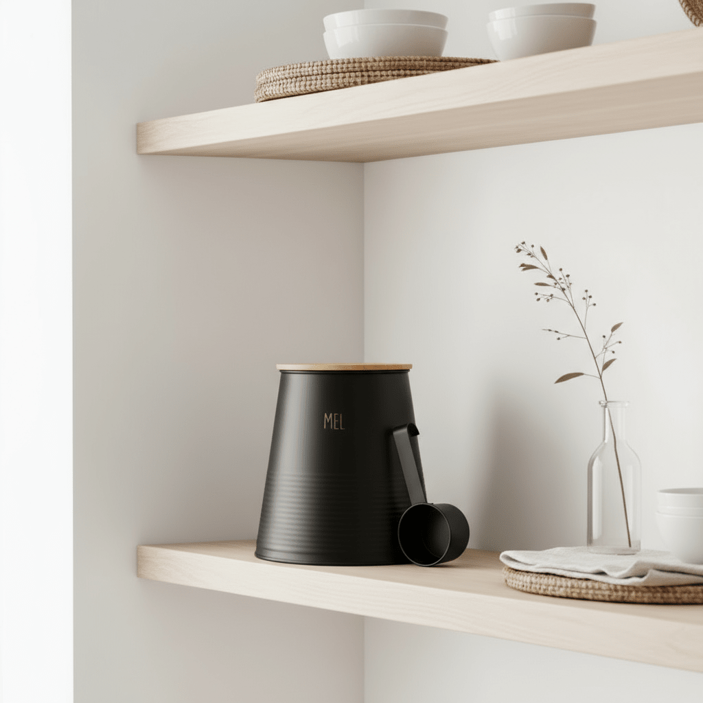 Boks mel sort metall 17,5 cm - Lindas Dekor