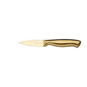 5 - pk Knivsett med kniver og knivblokk i sort og messing - Lindas Dekor