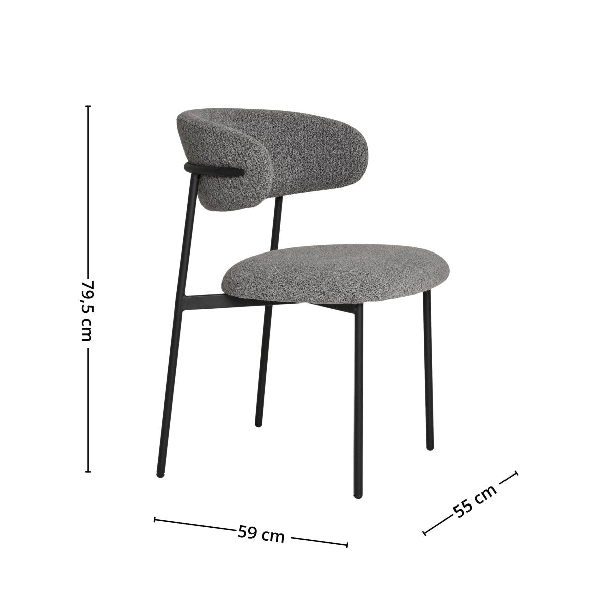 2-pk Mira lysegrå spisestol - Lindas Dekor Spisestol