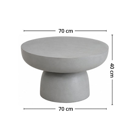 Målskiss av Bonnet sofabord med diameter på 70 cm och höjd på 40 cm.