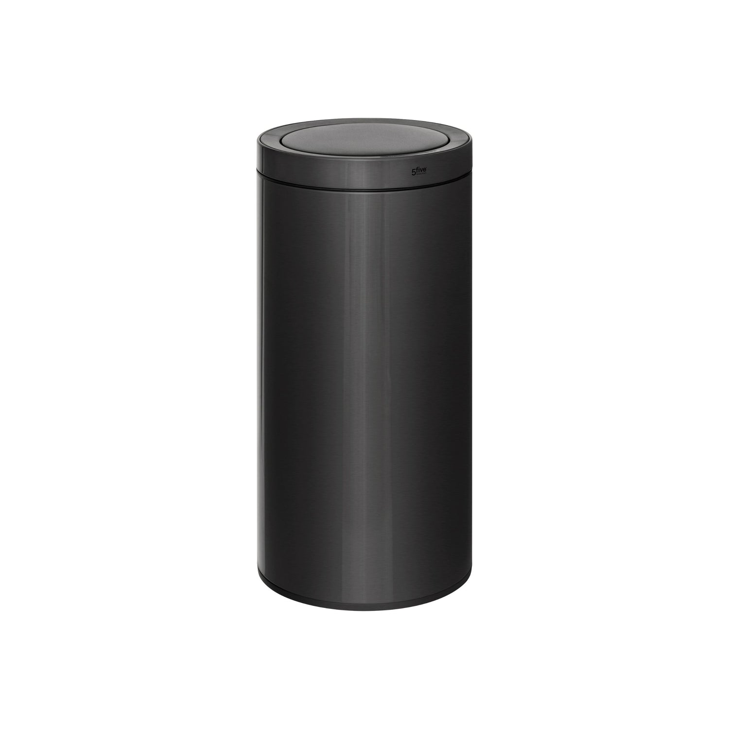 Sort sensorbøtte i rustfrit stål med automatisk lok, kapacitet 40 liter.