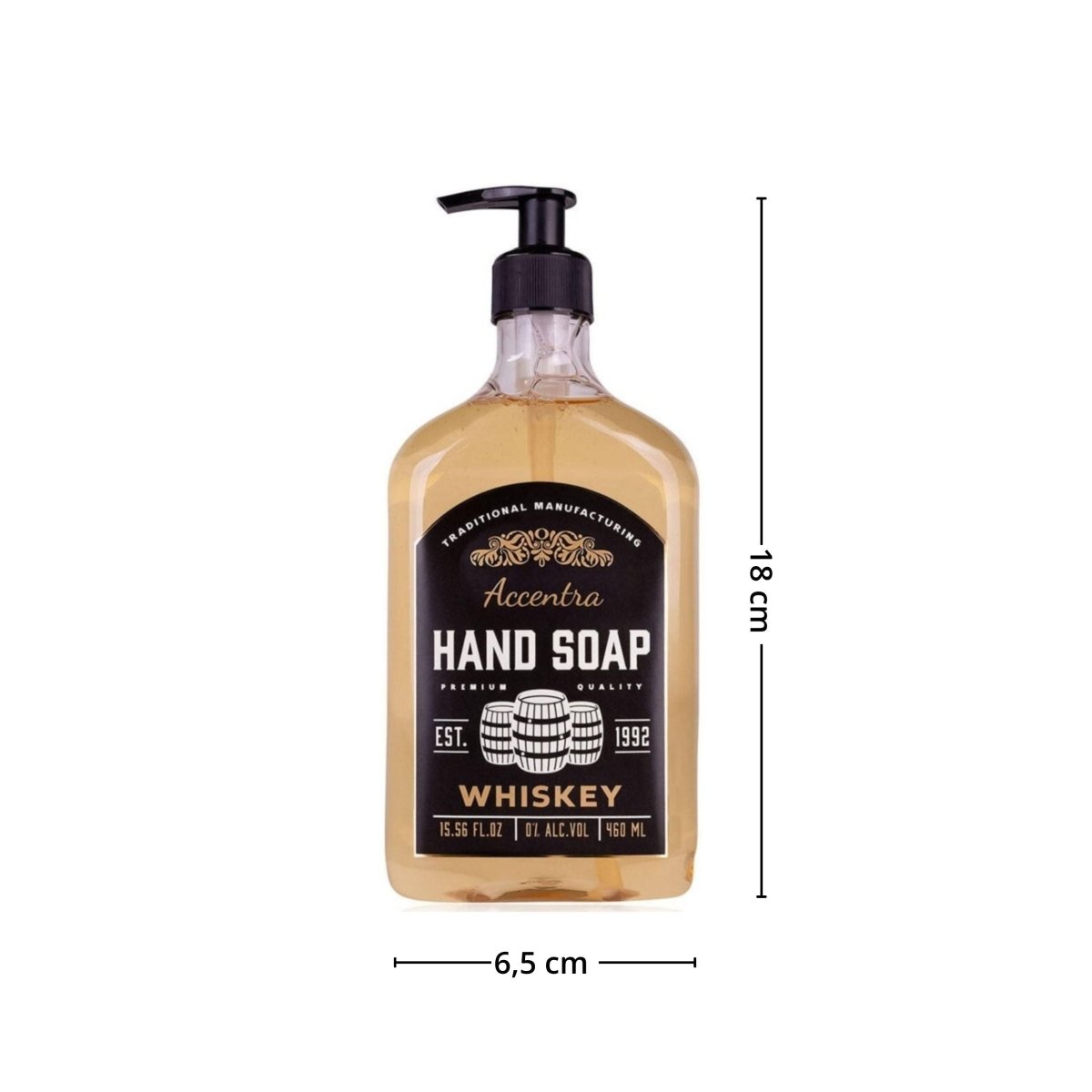 Håndsåpe med pumpe whisky 460 ml med produktmål