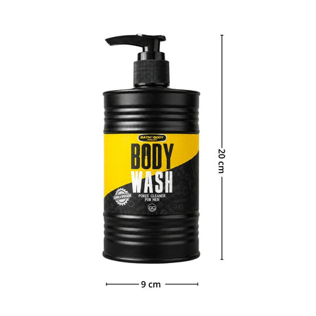 Sort dusjsåpe med pumpe og gult Body Wash-design, 400 ml