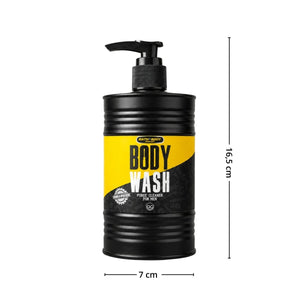 Sort dusjsåpe med pumpe og gult Body Wash-design, 400 ml