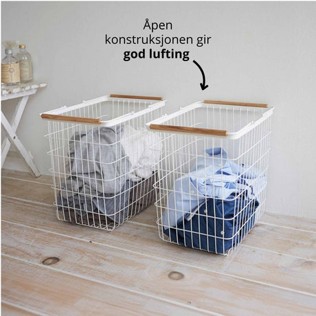 Skittentøyskurv stor hvit 41,5 x 38,5 cm - Lindas Dekor