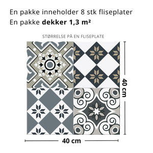 8 - pk Margaux selvklebende fliser - Lindas Dekor Fliser