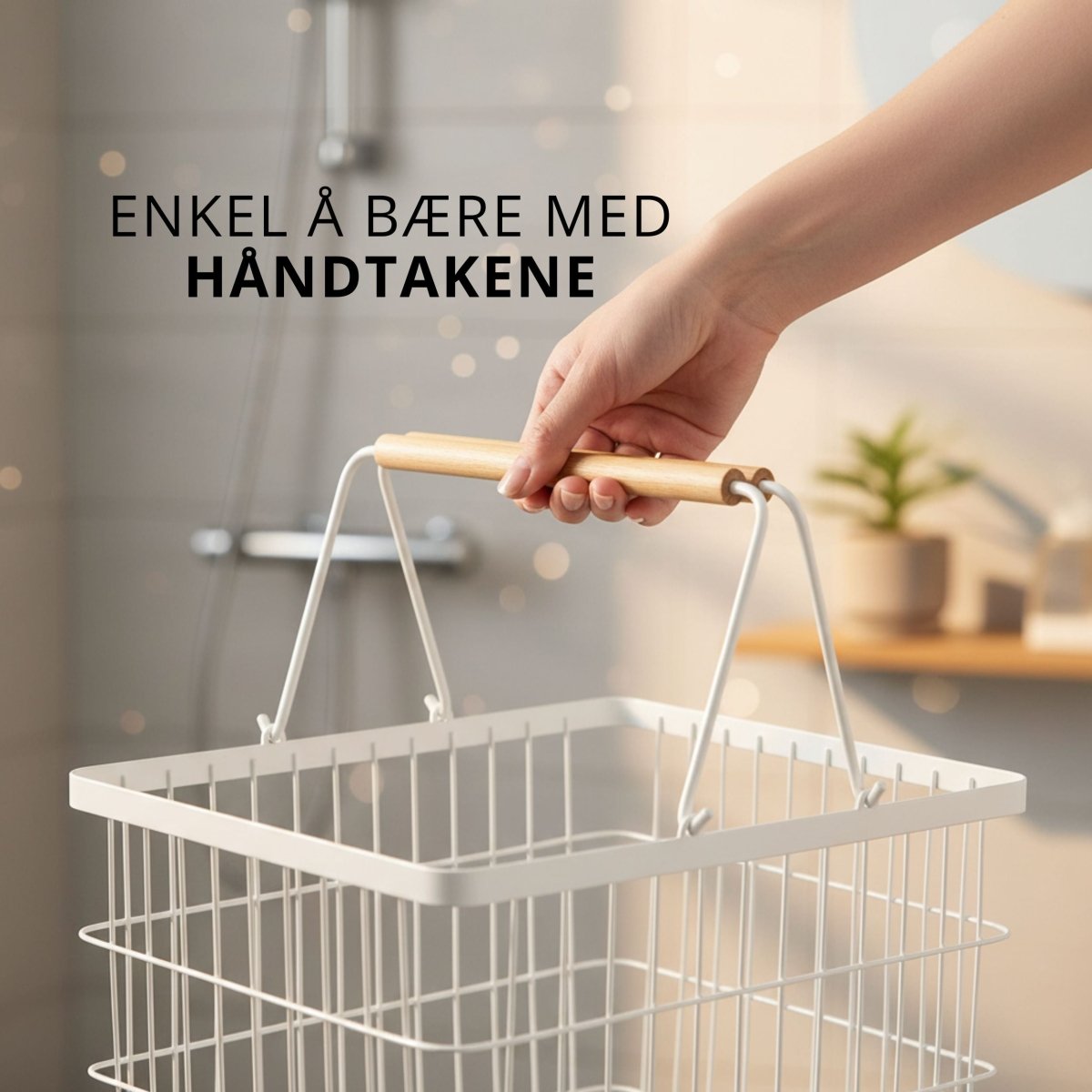 Skittentøyskurv stor hvit 41,5 x 38,5 cm - Lindas Dekor
