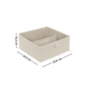 Beige organiser med to separate oppbevaringsrom
