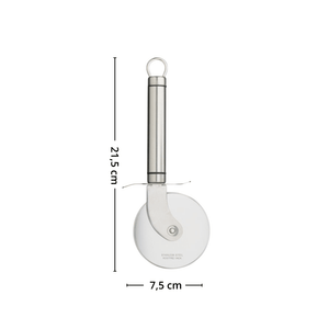 Målillustrasjon av pizzahjul i rustfritt stål med lengde 21,5 cm og bredde 7,5 cm. - Lindas dekor 