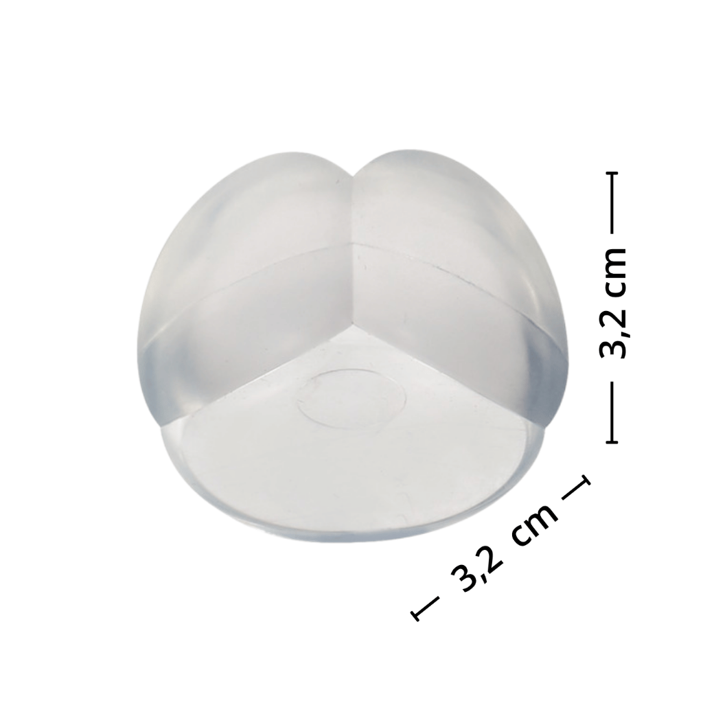 Transparent hjørnebeskytter med mål 3,2 x 3,2 cm for bord, kommode og andre møbler