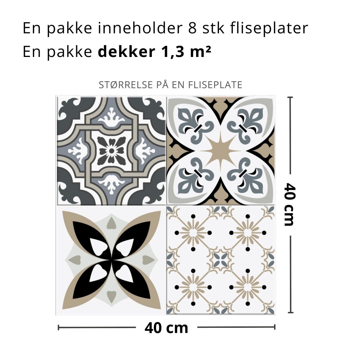 8 - pk Margaux selvklebende fliser - Lindas Dekor