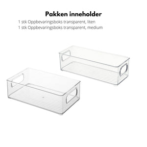 Transparent oppbevaringsboks til krydderglass og små matvarer i skuff