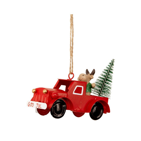 Bil metall God Jul rød 10 x 5 x 8 cm - Lindas Dekor Julepynt