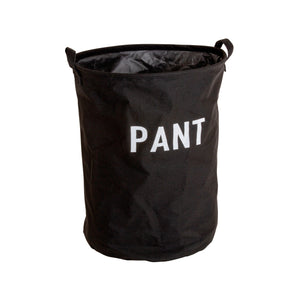 Sort pantesekk med hvit PANT tekst og håndtak