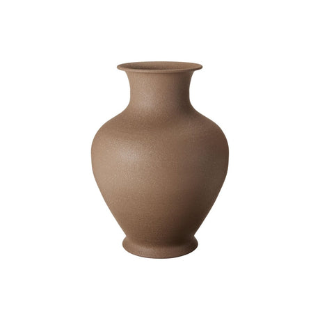 Brun metallvase 31 cm med rund organisk form