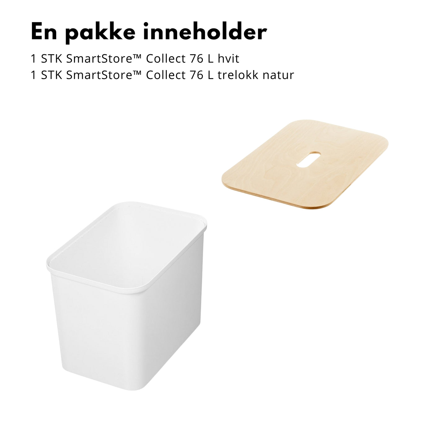 Hvit SmartStore Collect beholder med lokk i naturtre