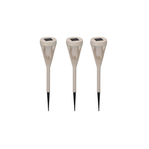 3 pk beige solcellelykt til hage og uteplass