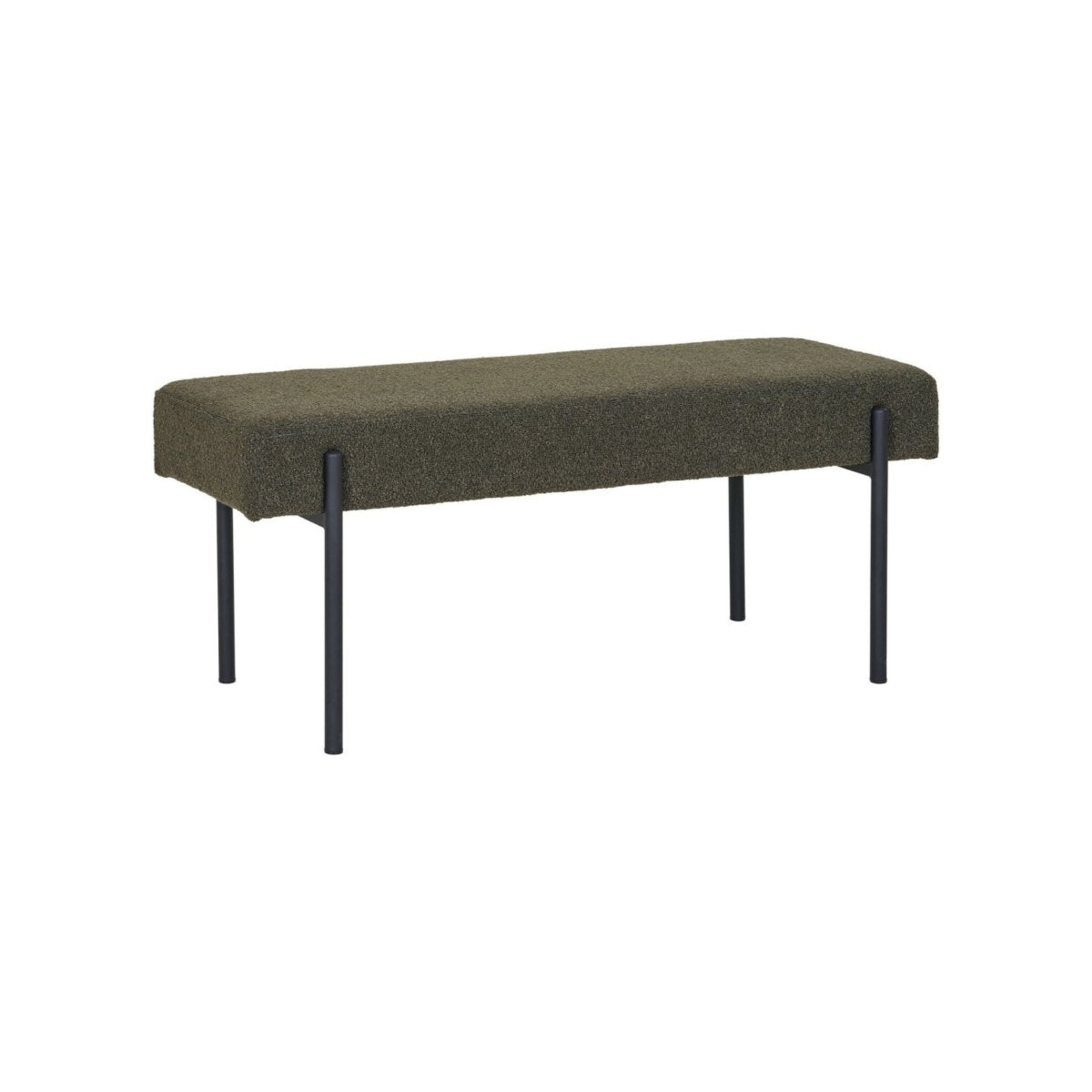 Swindon benk bouclé mørk grønn 100 cm - Lindas Dekor