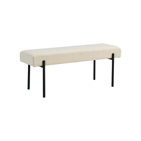 Swindon benk bouclé hvit 100 cm - Lindas Dekor