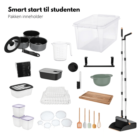 mega studentpakke med 15 artikler perfekt til hybel og plassbesvarende