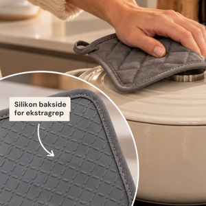 Grytelapp i silikon og bomull