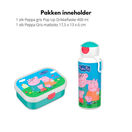 Mepal Peppa Gris matboks med rominndeling og drikkeflaske 400 ml