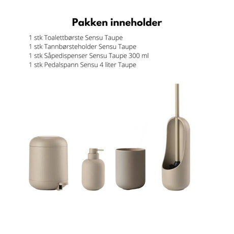 Zone Denmark Sensu baderomssett taupe med fire matchende produkter