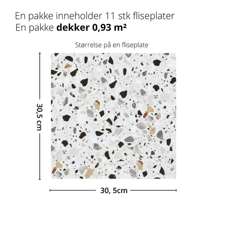 11-pk Sirocco Soft Terrazzo selvklebende gulvfliser