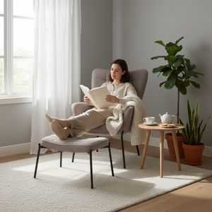 Lenestol med fotskammel til lese krok eller stue