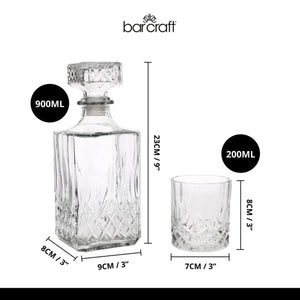 Karaffelsæt i slibet glas med fire whiskyglass - Lindas Dekor Drikkesæt
