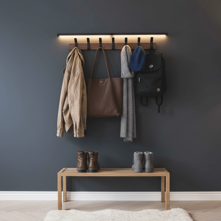 Veggmontert knaggrekke brun 50 x 10 cm - Lindas Dekor