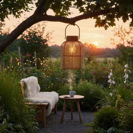 Lampe hengende i hagen