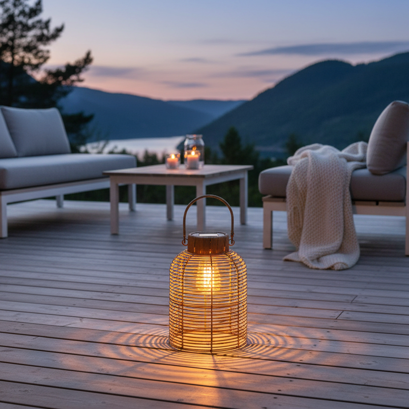 Lampe på terrassegulv