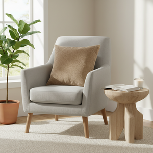 Kvadratisk putetrekk 50 x 50 cm i varm beige tone