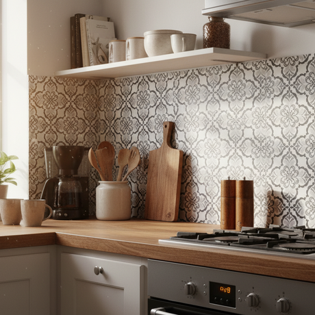 Lisbonne selvklebende fliser i ekte kjøkken