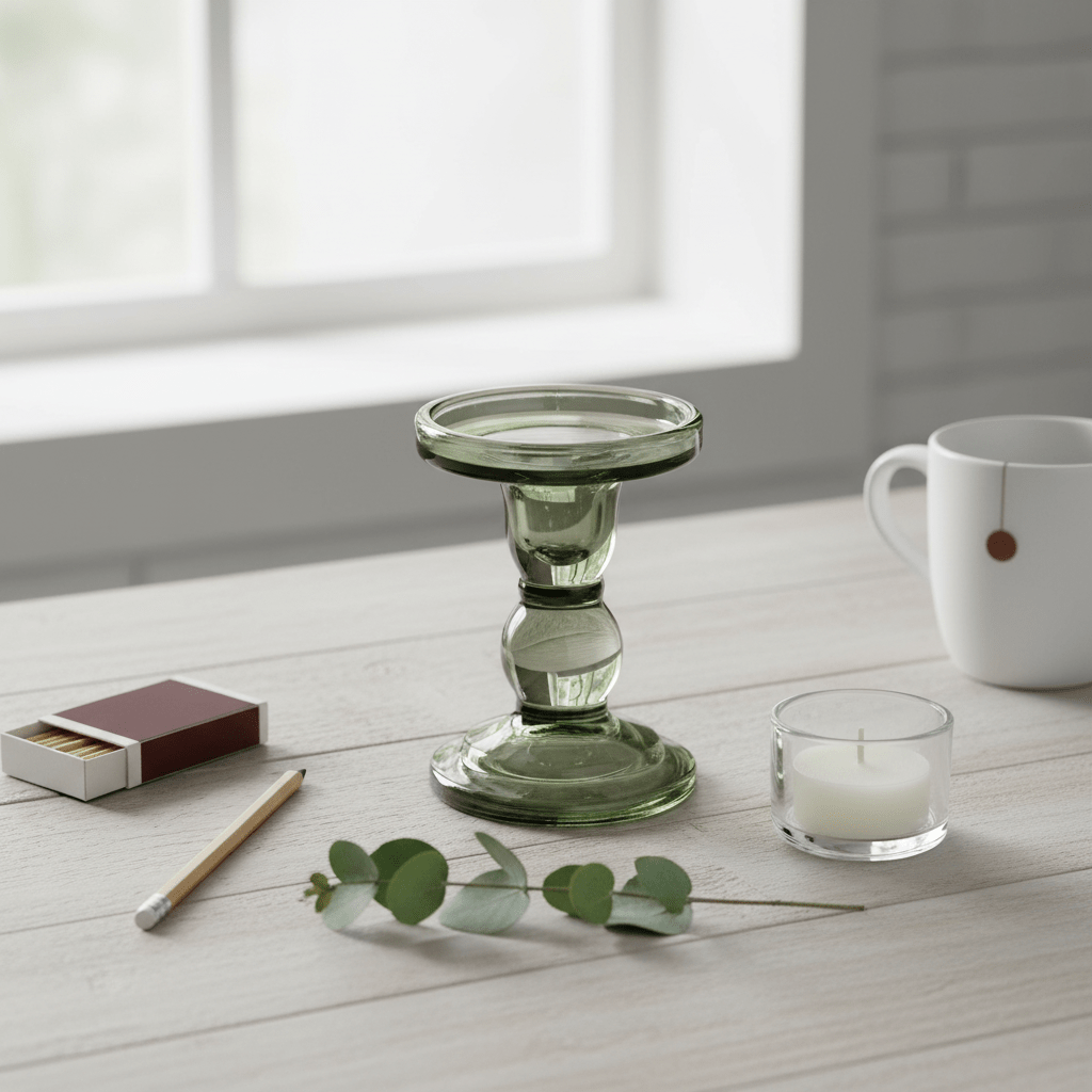 Lyseholder kubelys grøn 11 cm - Lindas Dekor