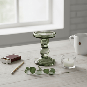 Lyseholder kubelys grøn 11 cm - Lindas Dekor
