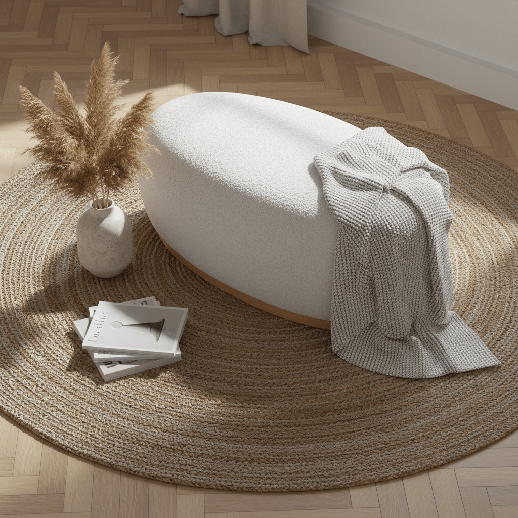 Manhatten puff hvit 54 x 88 x 36 cm - Lindas Dekor