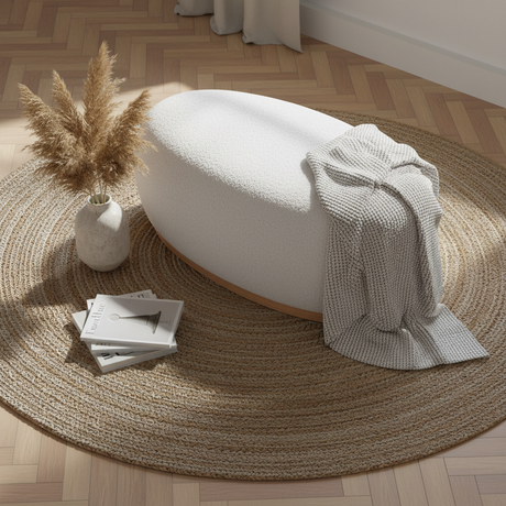 Manhattan puff 88,5 x 54,5 x 36 cm brukt foran sofa