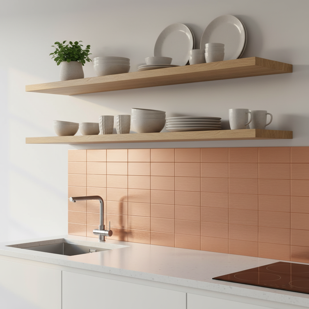 Minimalistisk kjøkken med åpne hyller