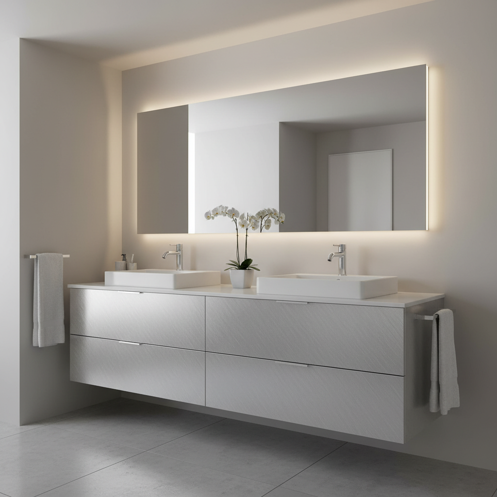 Selvklebende aluminium look folie til baderom – vannavstøtende og ripebestandig