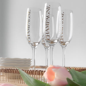 Champagneglass, transparent/gull