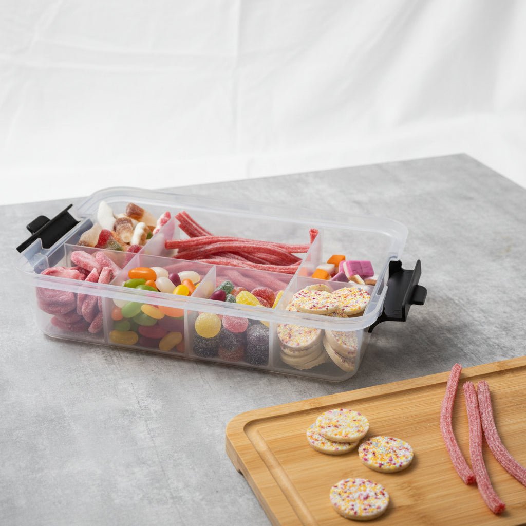Snackboks med 7 rom og lokk i bambus - Lindas Dekor
