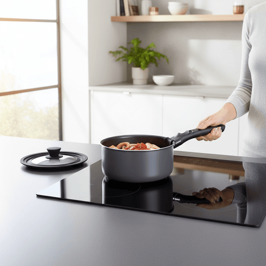 Grytesett for induksjon med avtakbart håndtak og non stick belegg